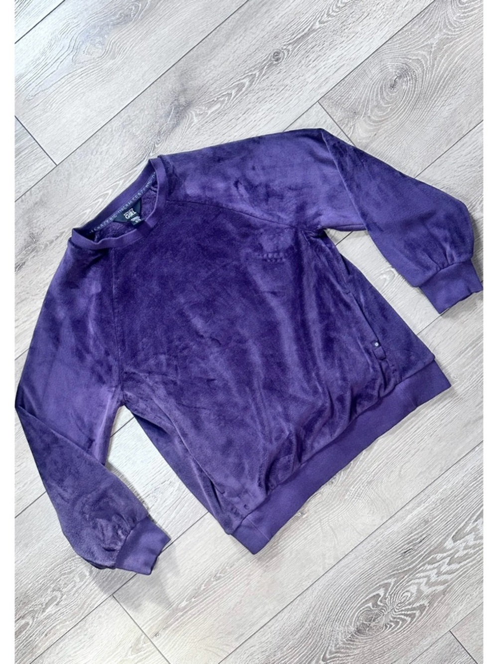 Athleta Girl Double Cozy Karma Velour Pullover Crewneck Plum Purple
